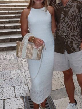 Rachel Zoe White Sleeveless Knit Midi Dress